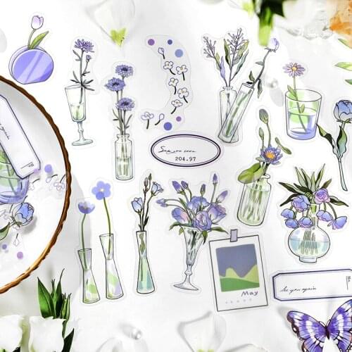 Vintage Flower Collection Series vase Decorative Stickers Scrapbooking diy Stick Label Diary Stationery Album Journal Sticker