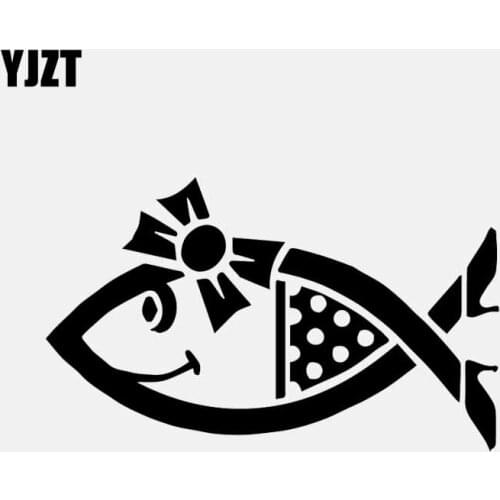 YJZT 16.1CM*9.7CM Vinyl Car Sticker Fish Girl Cute Christian Car Decal Truck Window Black/Silver C24-1030