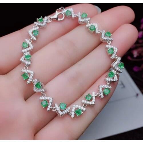 Fashion Lovely triangle natural green emerald Bracelet Natural gemstone bracelet S925 silver woman party girl gift fine jewelry