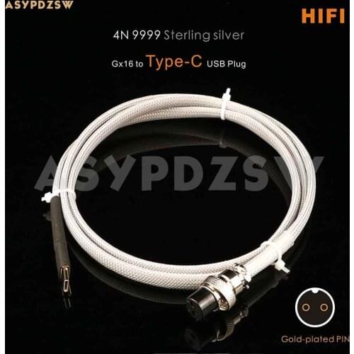 1.2M HIFI 4N 9999 Sterling silver GX16-2 to Type-C USB plug Power supply cable For Linear power supply
