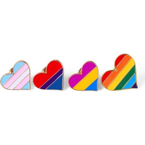 1/2PCS Rainbow Heart/round Enamel Pins Gay Badge Lapel Denim Hat Brooches Men Women Unisex Collar Pin Jewelry Accessories