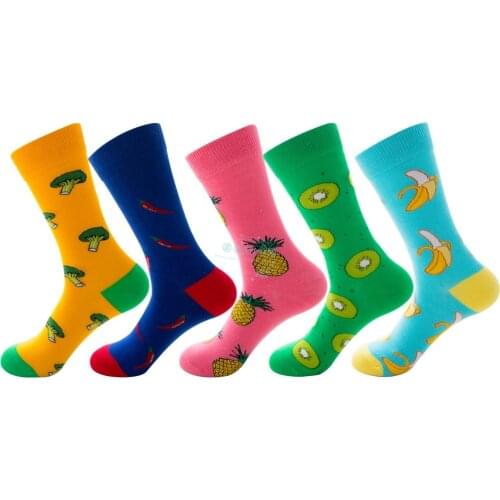1 Pair Men Socks Cotton Funny Crew Socks Cartoon Vegetables Fruit Kiwi Women Socks Novelty Gift Socks For Spring Autumn Winter
