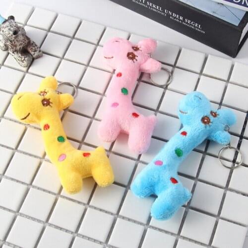 1pc Random Color Creative Giraffe Fawn Key Chain Mobile Phone Bag Small Animal Pendant Doll Keychain Kawaii Plush Toy For Girls