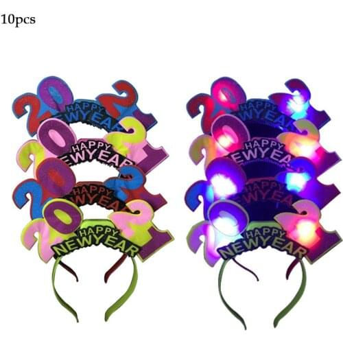 10Pcs 2021 LED Luminous Headbands Christmas Luminous Hair Hoops Party Props Hairbands for Adults and Children Aged 3 and Up