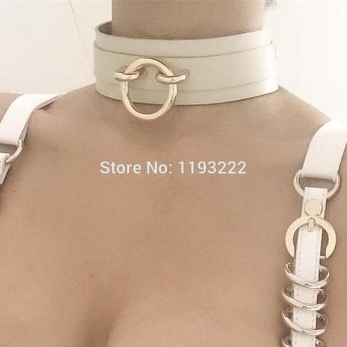 100% Handmade Girl Perform Studio O-Round Choker Layer Leather Punk Pub Sub Collar Harajuku BDSM Necklace