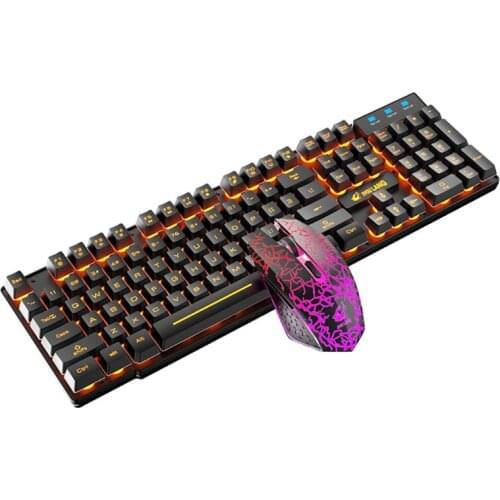 2.4G Wireless Gaming Keyboard and Mouse Set Colorful LED Breathing Light Keypad 1XCB