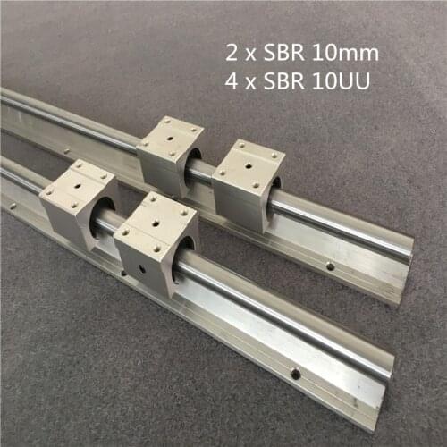 2PCS SBR 10mm Linear Rail 2pcs SBR10 1200 1500mm Fully Supported Slide Shaft Rod Guide with 4pcs SBR10UU Block