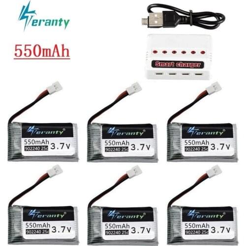 3.7V 550mAh Lipo Battery Charger sets for JXD 523 523W H43WH UFO Helicopters RC Quadcopter Spare Parts 902240 3.7v Drone battery