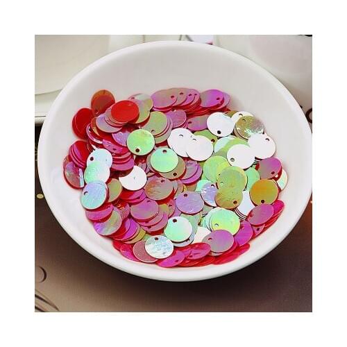 360pcs Large Round Sequins 20mm PVC Sequin Flat Round Paillette Hologram Sequins Decoration With Side Hole Red AB