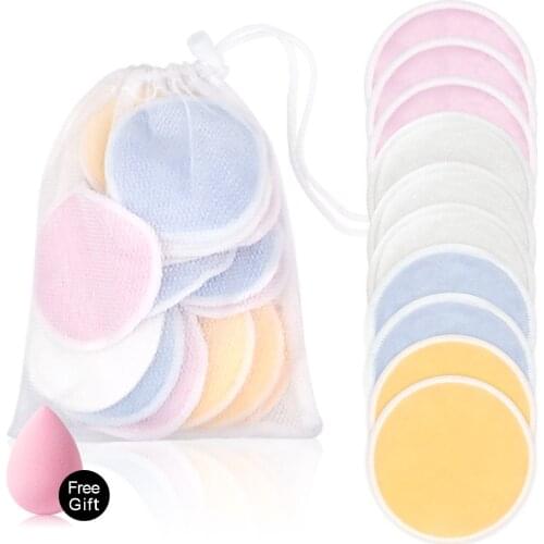 4/10Pcs Makeup Remover Pads Reusable Bamboo Fiber Cottons Disc Washable Pads Cleansing Face Cosmetic Wipe Makeups Removal Tools