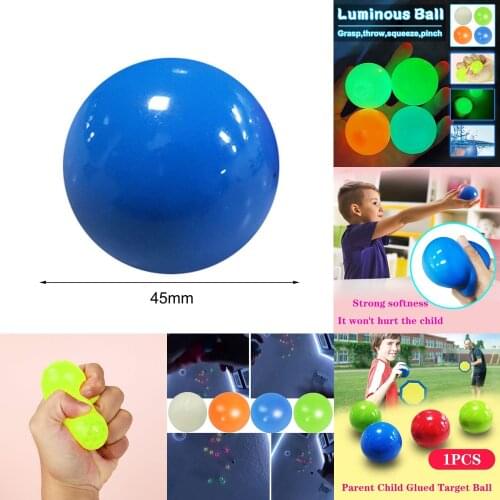 4pc Stick Wall Ball Fluorescent Squash Xmas Sticky Target Ball Decompression Throw Fidget Toy Kids Gift Novelty Stress Relief