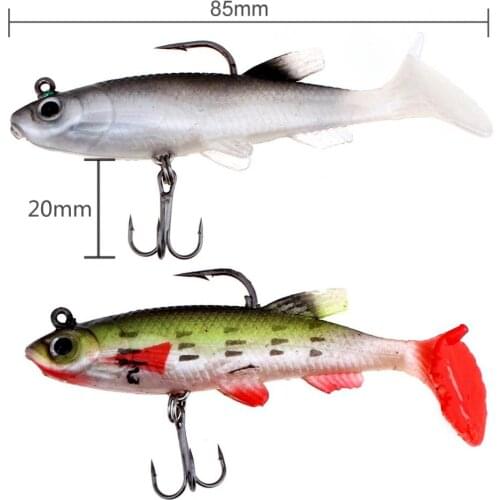 8.5cm 13g 3D Fish Eye Lead Fish Lure Beautiful Little Fish Soft Bait with Two Hooks for Fishing Middle&Upper Water Fish
