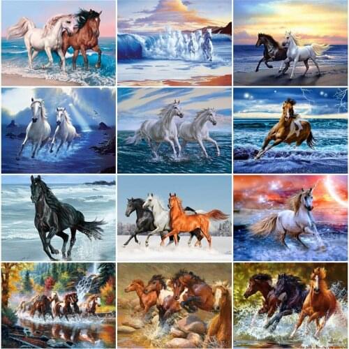 EverShine Diamond Embroidery Horse Full Square Diamond Painting Animal Picture Of Crystal Mosaic Cross Stitch Home Hobby