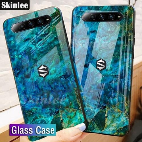 Skinlee For Black Shark 4 Case Tempered Glass Case With Soft TPU Frame Shockproof Back Case For BlackShark 4 Pro Cover