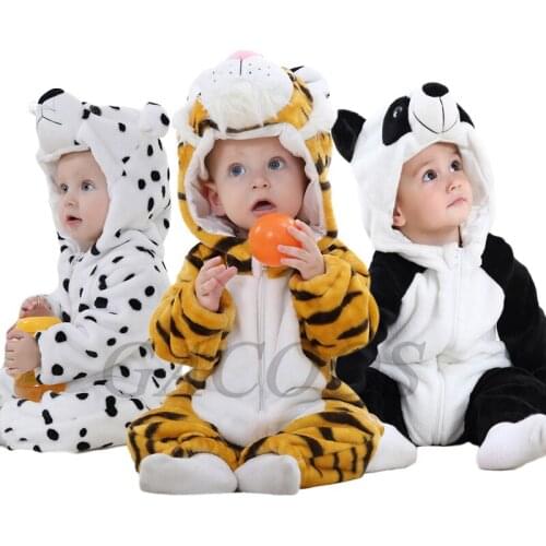 Baby Cartoon Romper Newborn Hooded Infant Clothing Boy Girl Pajamas Animal Onesie Jumpsuit Unicorn Costumes Flannel Baby Rompers