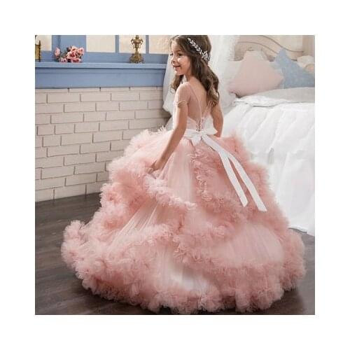 Cloud Flower Girl Dresses For Weddings Vestidos daminha Kids Pageant Ball Gowns Feathers First Communion Dresses For Girls