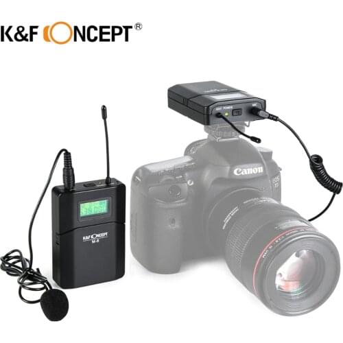 K&F Concept UHF Wireless Camera Microphone Lavalier Microphone Receiver+Transmitter For Canon Nikon Sony Digital Microfone Kit
