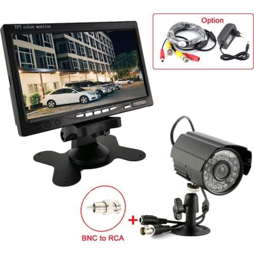 7inch Color LCD monitor support video in + 2.8mm lens 700TVL Color waterproof Night Vision Security CCTV Cmaera