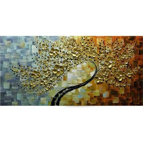 Golden Flower Paintings 3D Abstract Paintings Oil Hand Painting On Canvas Wall Decoration for Living Room Bed Room