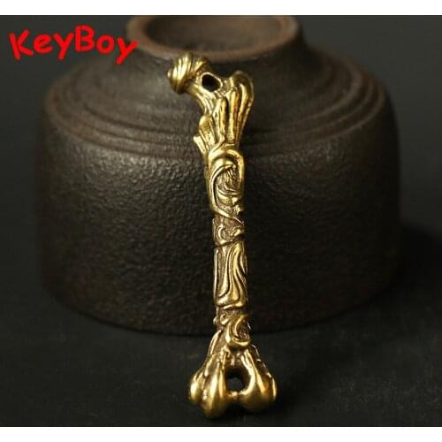 Punk Brass Pattern Leg Bone Pendants for Keychain Necklace Decorations Accessories Rock Men Biker Car Key Chain Hangings Jewelry