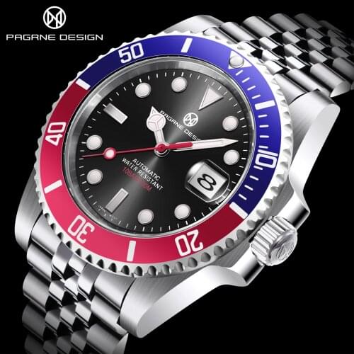 PAGRNE DESIGN 2021 Top End Mens Mechanical Watch NH35 Movement Stainless Steel Sapphire Glass Luxury Business Waterproof Clock