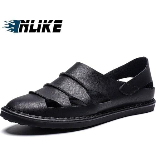 Men Fashion Leather Sandals Plus Size Casual Slip-on Summer Shoes