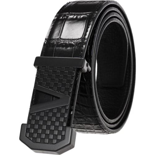 Men Genuine Leather Belt New Waistband Mens Cow Leather Belt Plate Buckle Width:3.4cm length:110-125cm