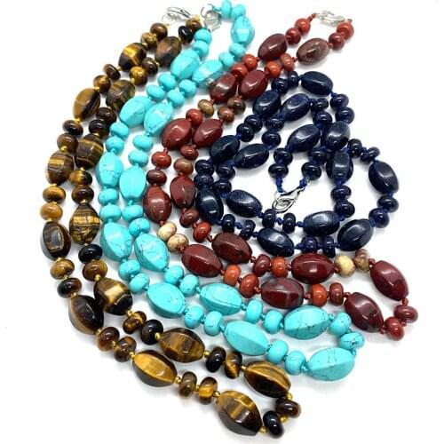 Natural Stone Green Aventurine Blue Sandstone Amethyst 10x14mm Abacus Beads 5x9mm Fashion Necklace about 18 Inches Jewelry