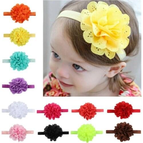 New Baby Elastic Turban Solid Flower Headband Girls Hair Band Bow Accessories Headwear Childrens Headband Photography Props