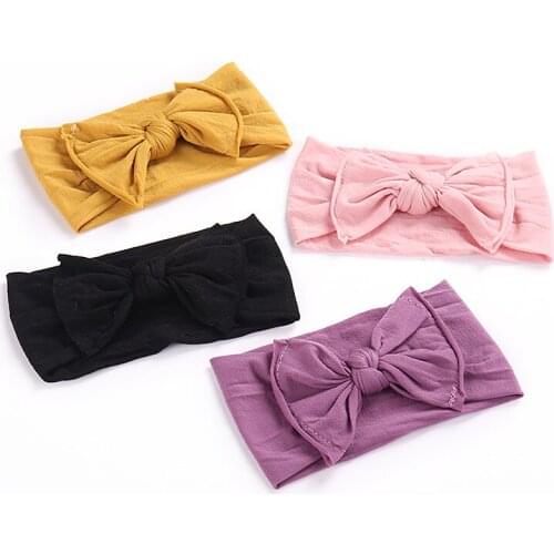 Baby Toddler Infant Bowknot Nylon Headband Hairband Headwear Baby Girl Headbands Turban Bow Knot Headband with Big Bow