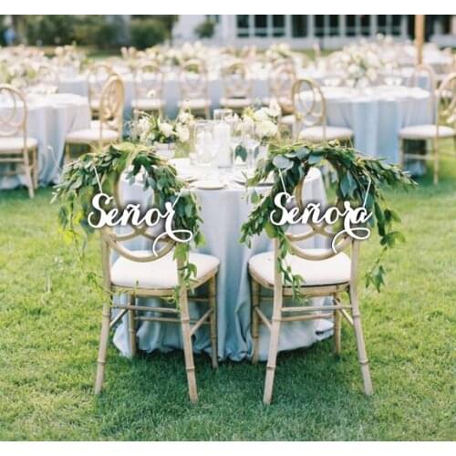 Sale Senor and Senora Signs - Wooden Wedding Chair Signs - Spanish Chair Signs
