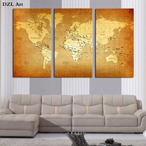 Drop Shipping World Map Wall Art Paintings Picture Paiting Canvas Paints Home Decor Printed Painting Wall Art Picture 3 Pieces