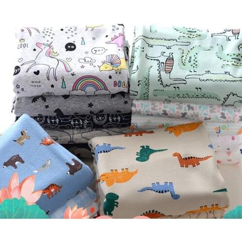 Printed cartoon Combed cotton knitted fabric by half meter cotton jersey fabric for baby clothing making 50x165cm