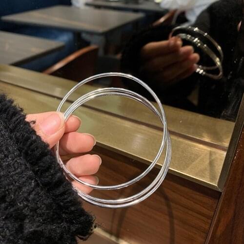 TIMEONLY Street Style 3 Layering Solid Bangles for Women Ladies Korean Style Metal Bangles Minimalist Accessories Party Gift