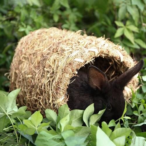 Grass Tunnel Hamster Training Nest Rabbits Cage Natural Grass House Outdoor Decorative Weaved Pet Bedroom