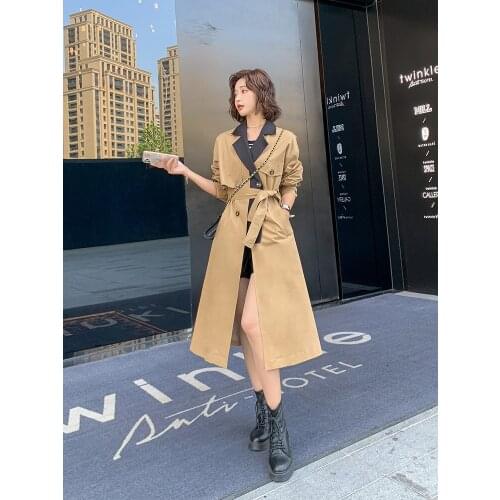 Windbreaker Womens Middle Long British Style 2021 Spring and Autumn New Korean Style Loose Temperament Popular High-end Coat