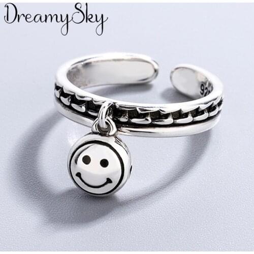 Punk Vintage Smile Face Ring For Women Men Adjustable Size Geometric Rings Exquisite Creative Jewelry Wholesale 2021