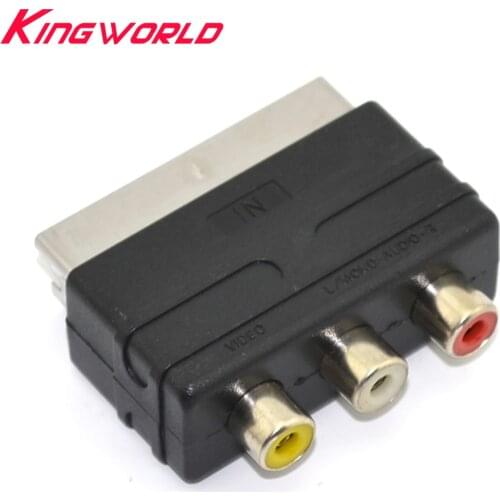 High quality Scart Male Plug to 3RCA Phono Female AV TV Audio Video Adapter Input for PS4 for WII DVD VCR