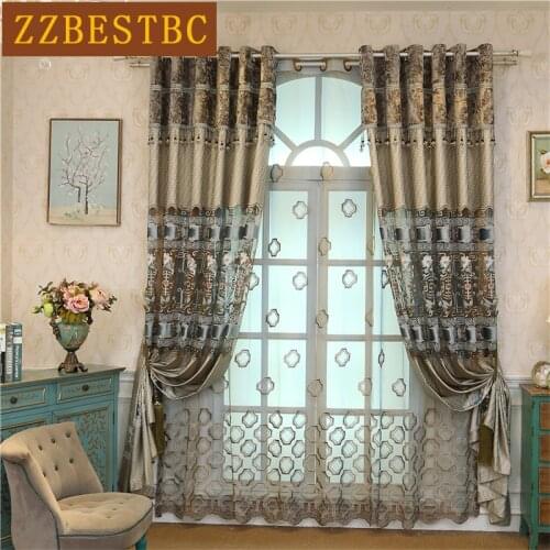 Chinese luxury villa embroidery Curtain for Living Room/high-end Hotel Modern minimalist high quality Curtains for Bedroom