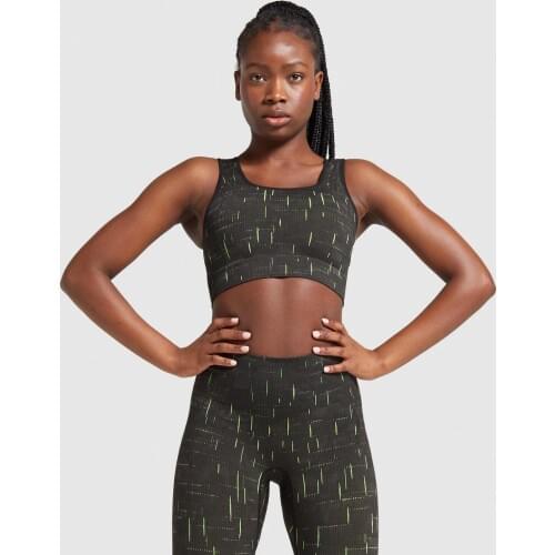 Women Fluorescent Night Run Seamless Yoga Fitness Clothing Sportswear Woman Gym Padded Strappy Sports Bra Fitness Suit