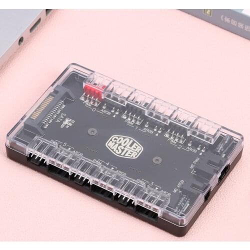 1 to 6 PWM ARGB Fan HUB Conveninently Simple Installation 4Pin PWM 3Pin Addressable RGB Adapter for Desktop PC