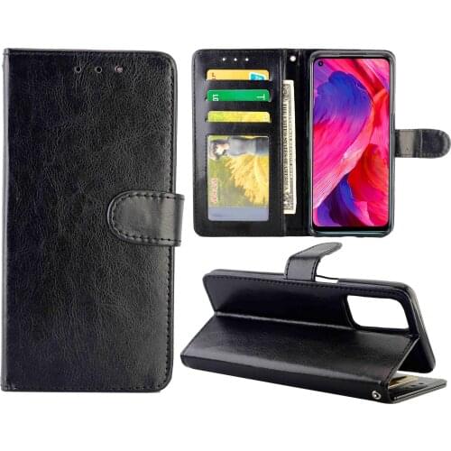 10pcs/lot Double Fold edge Crazy Horse Wallet PU Leather +TPU Case for OPPO A94 4G/A55 A54/A93 5G/Realme X7 Pro