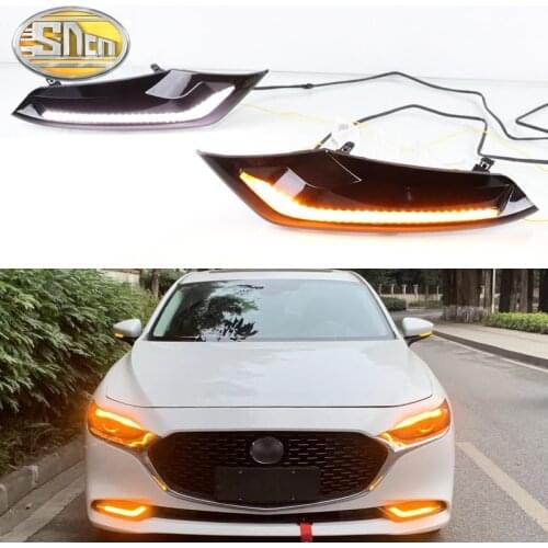 2PCS Dynamic Turn Yellow Signal Function 12V ABS Waterproof Car DRL Lamp LED Daytime Running Light For Mazda 3 Axela 2019 2020