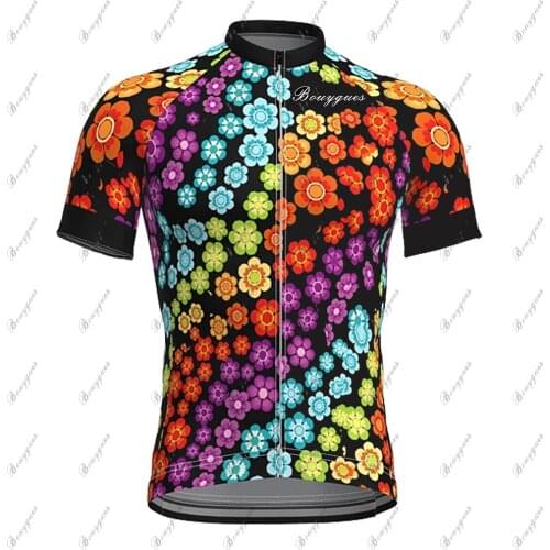 2021 Retro Maillot Ciclismo Hombre Short Sleeve MTB Wear Bike Clothes Outdoor Sport Mountain Cycling Jersey BOUYGUES