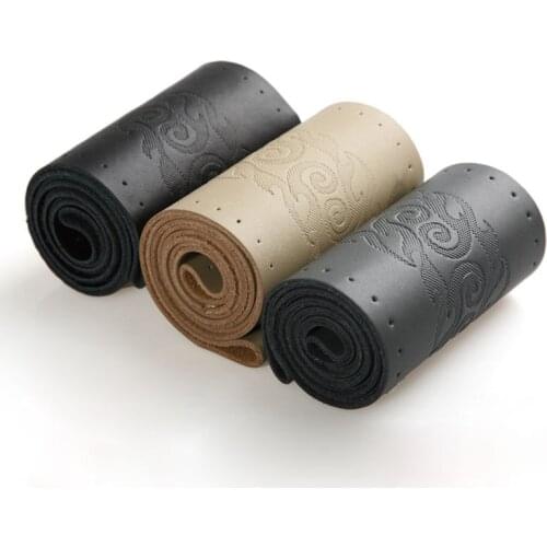 36 38 40CM DIY Car Styling Genuine Leather Auto Car Steering Wheel Cover Cap Soft Anti-slip With Needles And Thread