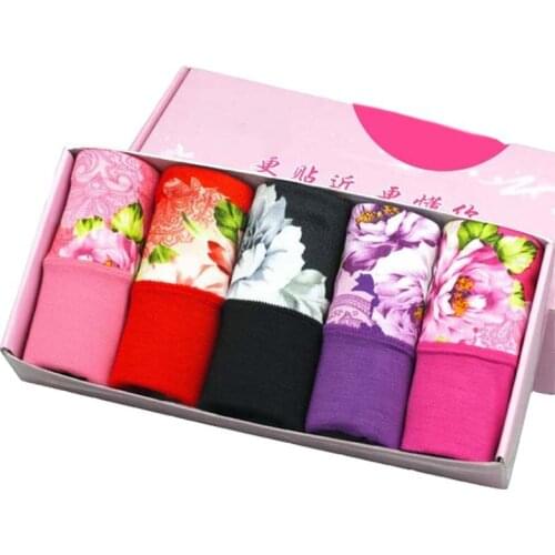 5 PCS/Set Panties Women Sexy Underwear Cotton Panties Plus Size Printes Briefs For Girl Ladies lingerie Pink Pantys Underpants