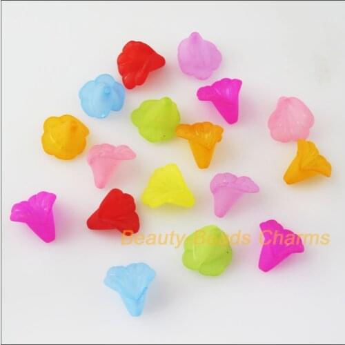 60 New Charms Acrylic Plastic Flower Horn Spacer End Beads Caps Mixed 13.5x14.5mm