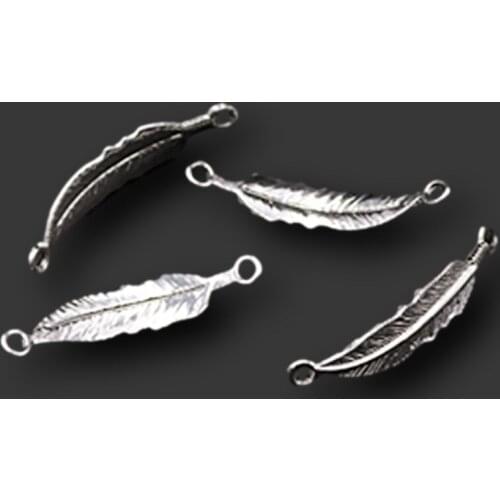8pcs Silver Plated Feathers Charm Alloy Connectors DIY Handmade Metal Jewelry Findings 49*10mm A1113