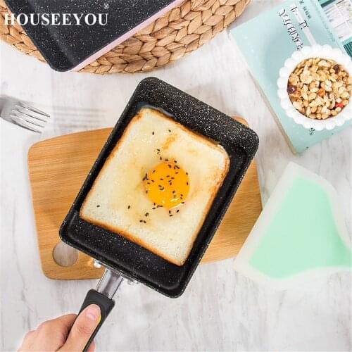 Black Japanese Frying Pans Tamagoyaki Maker Omelette Baking Pan Non Stick Fry Egg Pan Pancake Pot Kitchen Utensils Cooking Tools