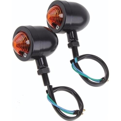 Black 10mm Motorcycle Turn Signal Vintage Retro Bike Cruiser Rat Chopper New VT